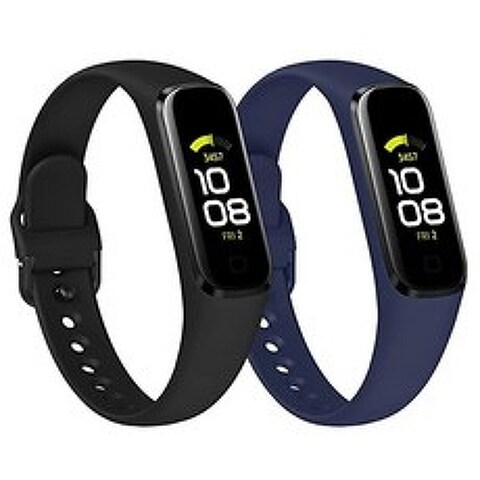 KIMILAR Pack of 2 wristbands compatible with Samsung Galaxy Fit 2 wristbands silicone soft sports r, Schwarz/Marineblau