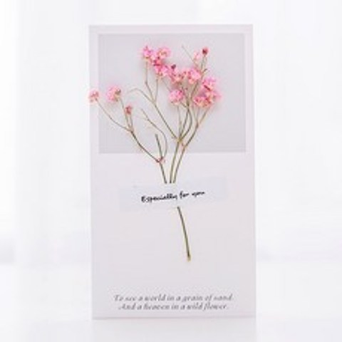 MSGK 생화 드라이플라워 카드 편지지 꽃카드 꽃편지 연인 편지 선물편지지(단품1개), 러블리핑크