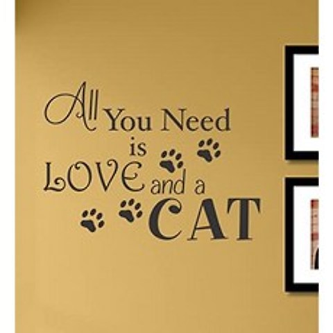 당신이 필요로하는 것은 사랑과 고양이 비닐 벽 아트 데칼 스티커입니다., 본상품, 본상품