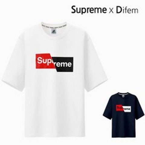 슈프림 정품 5부오버핏반팔 슈프림플랩 M~5XL 빅사이즈 남녀공용 반팔티셔츠 반팔 티셔츠
