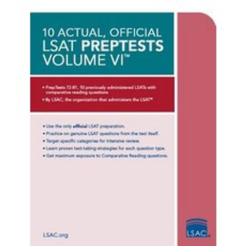 (영문도서) 10 Actual Official LSAT Preptests Volume VI Paperback, Law School Admission Council