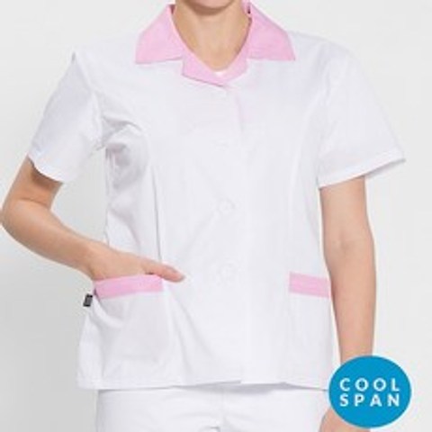 그랜드유니폼 반팔 TC45수 쿨스판 위생복 셔츠(여성용) 핑크체크(FS-116)