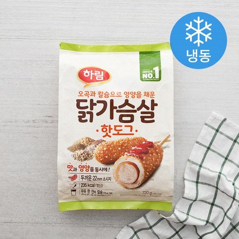 하림 닭가슴살 핫도그 8개입 (냉동), 720g, 1개