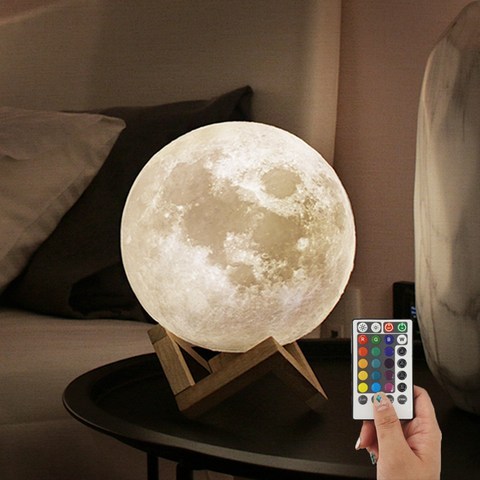 선진 16색 감성 달 무드등 중형 + 리모컨, 혼합 색상
