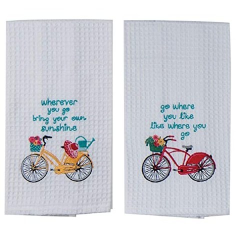 2 Piece Kay Dee Bring Sunshine Go Where You Like Bicycle Bike Kitchen Towel Bundle, 본상품