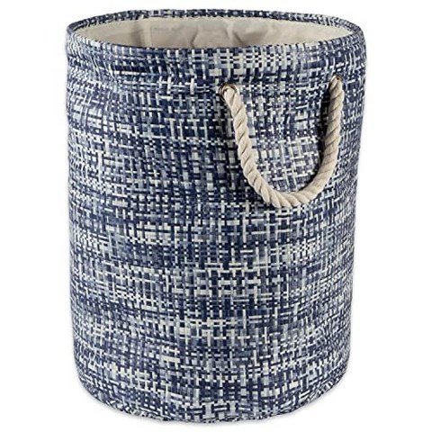 Di Woven Paper Storage Basket Fold and Convenient Mid Round Marine (Medium Round Nautical Blue), Medium Round, Nautical Blue