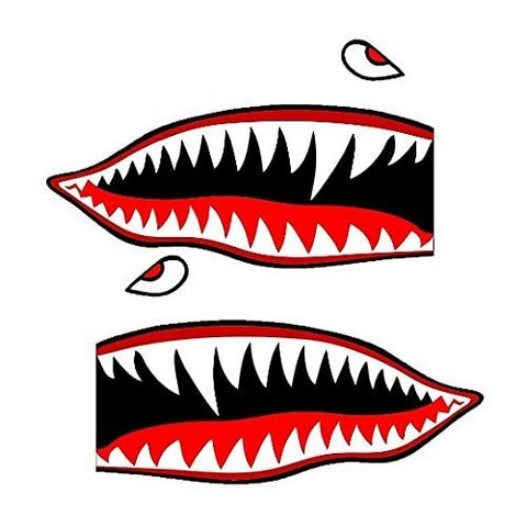 Set of 2 Remote Control (RC15) 3 Flying Tigars Shark Teeth RC Airplane Sticker Decal, 본상품
