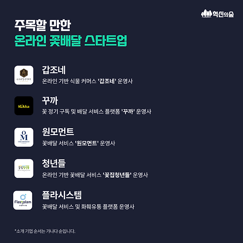 주목할 만한 온라인 꽃배달 스타트업