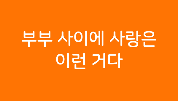 부부 사이에 사랑은 이런 거다.
