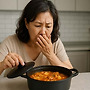 아침에 끓여둔 찌개,..