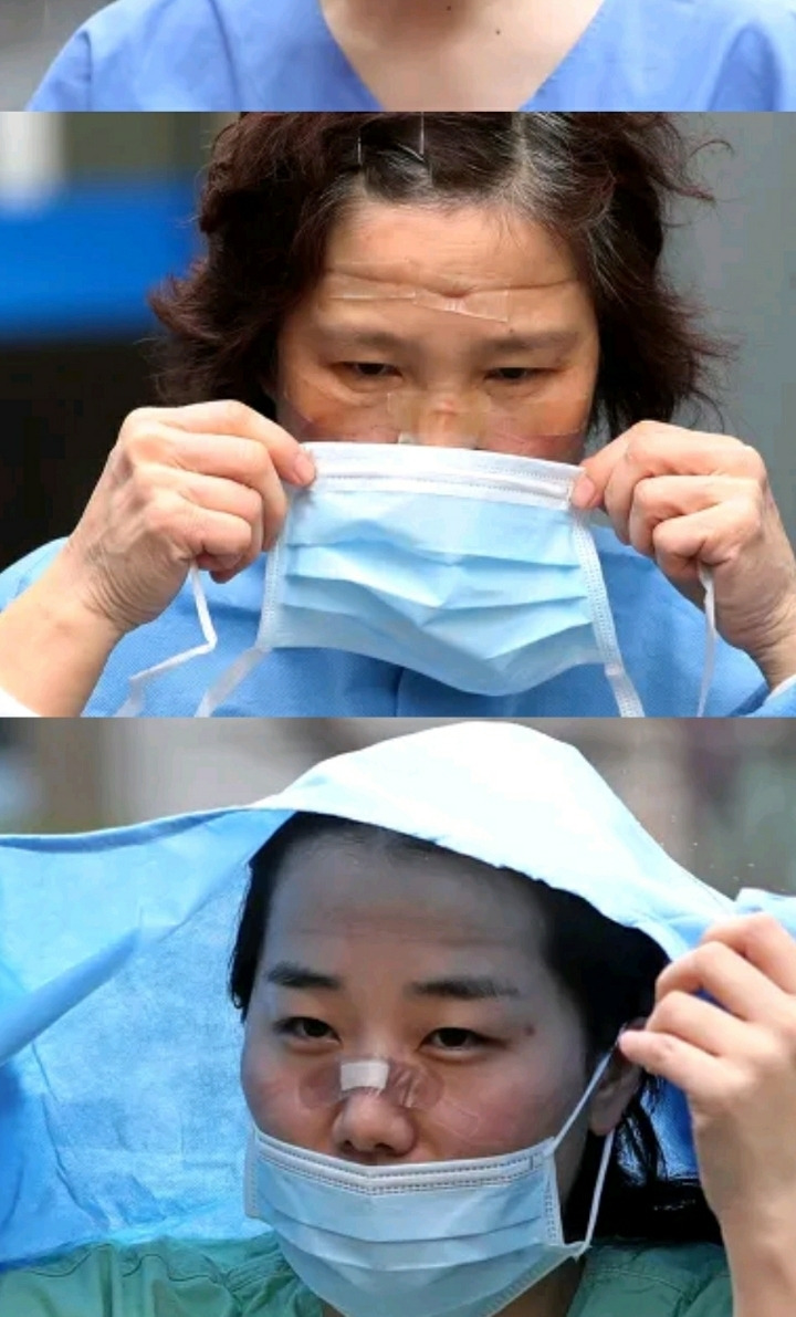 코로나 확산만큼 깊이 팬 의료진 얼굴 자국