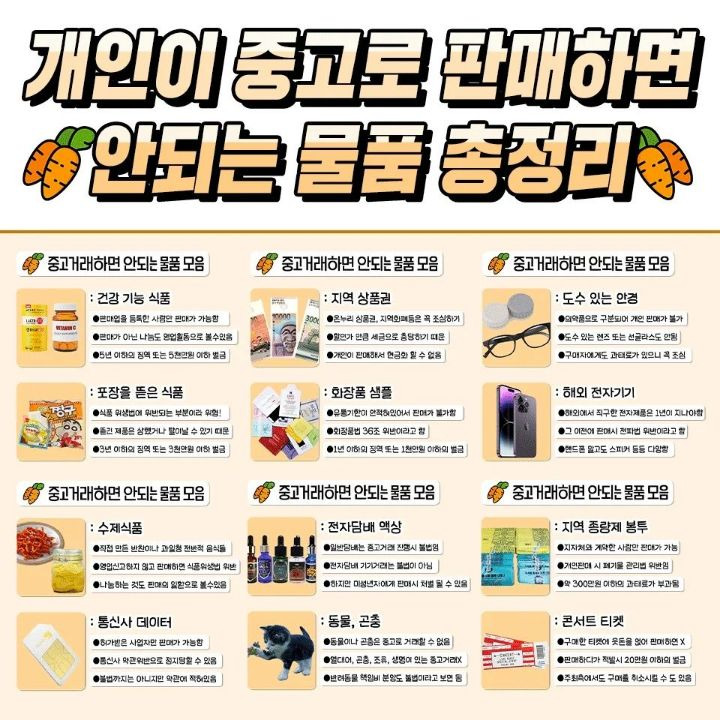 개인이 중고로 판매하면 안되는 물품 총정리.jpg