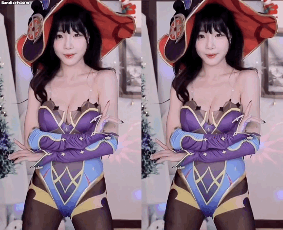 원신 모나 코스프레한 수련수련.gif 
