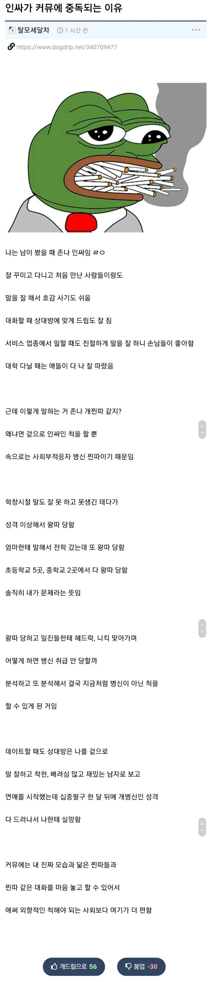 겉보기엔 인싸같은데 커뮤에 중독되는 이유 - 짤티비