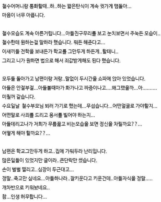 아들이 왕따 가해자 - 꾸르