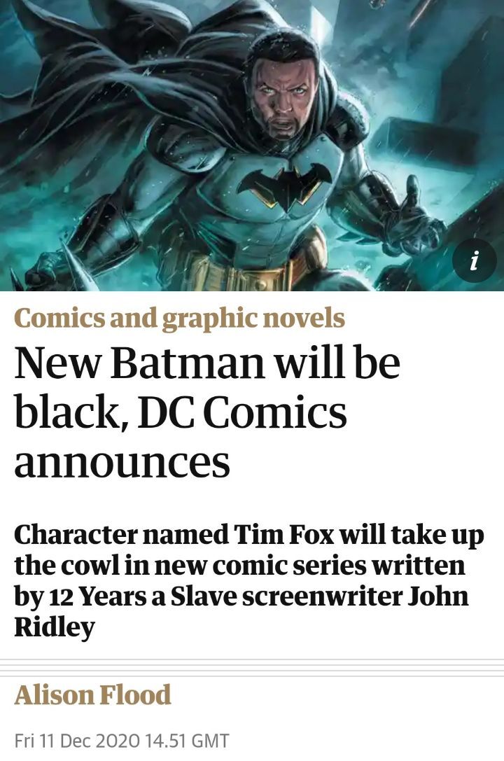 '새 배트맨은 흑인이 될 것이다' DC 코믹스 발표 - 꾸르