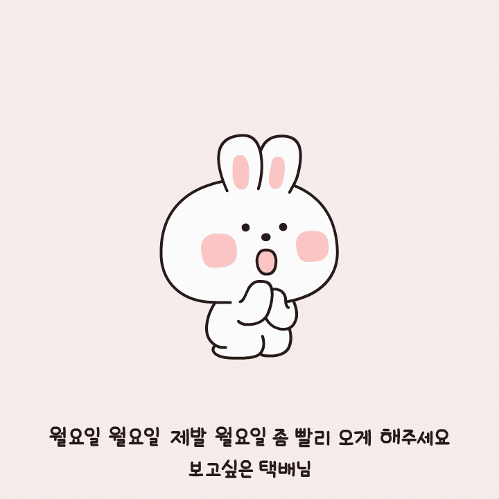 월요일 좀 빨리 오게 해주세요_택배_웃고있다 멍하게_이모티콘_라인스티커_토끼.gif