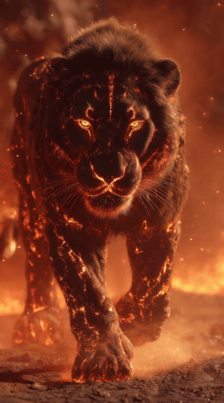 u1967914483_a_lava-infused_lion_walking_toward_the_camera_wit_92e71d4d-2bea-42ef-8dcc-6f9be6e3d8c2_0.gif