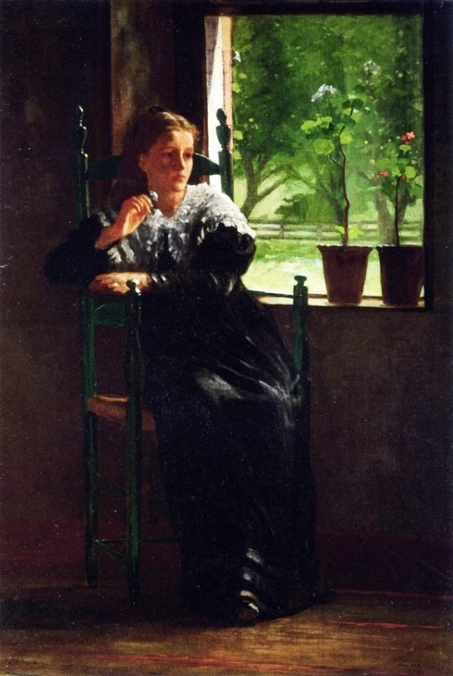 윈슬러 호머, at the window 1872 oil on canvas 56.97 x 40.01. 프린스턴 대학교 아트 뮤지엄.jpg