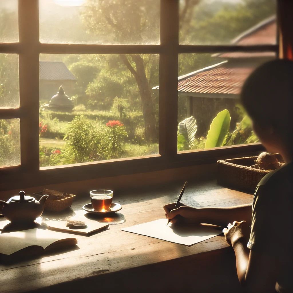 수정됨_DALL·E 2024-12-02 10.24.01 - A peaceful and introspective scene of a person sitting at a wooden desk by a window, writing in a notebook. The room is warmly lit with sunlight strea.jpg