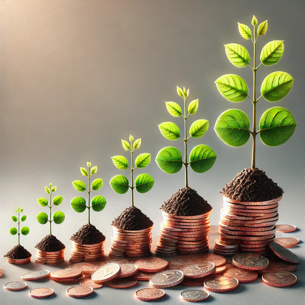 수정됨_DALL·E 2024-08-27 11.58.58 - A realistic and slightly simplified image explaining the concept of compound interest. The image features a small plant growing over time, shown in mu.jpg