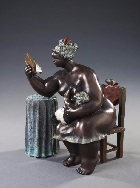 태초에 하나님께서 천지를 창조하셨느니라-아가야 들리니 Bronze 51x37x54cm  2015.jpg