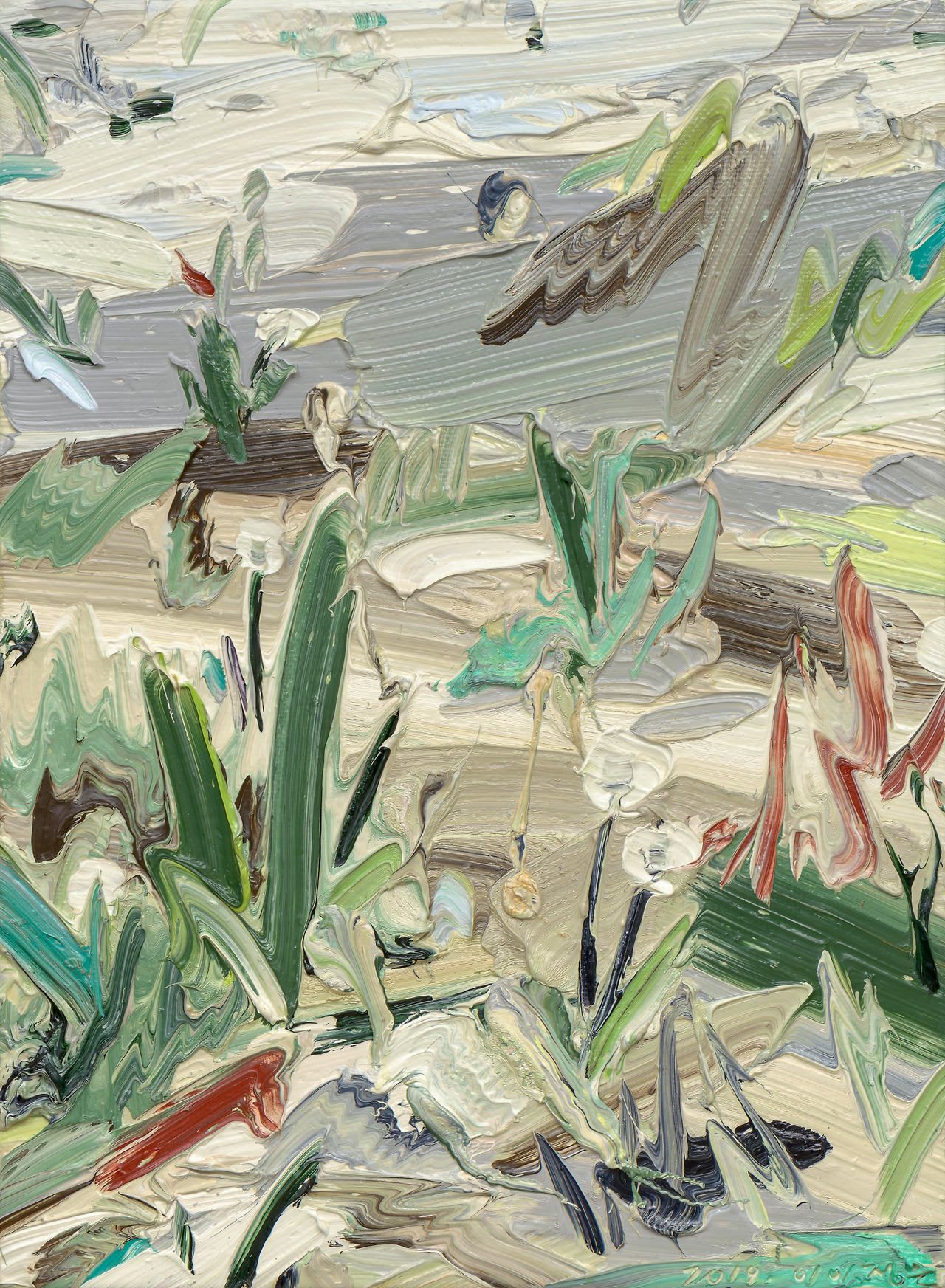 거기, 철암 그리고 민들레_ 201944, There, Cheoram and dandelions_201945, 캔버스에 유채, 45.5x33.4cm, 2019.jpg