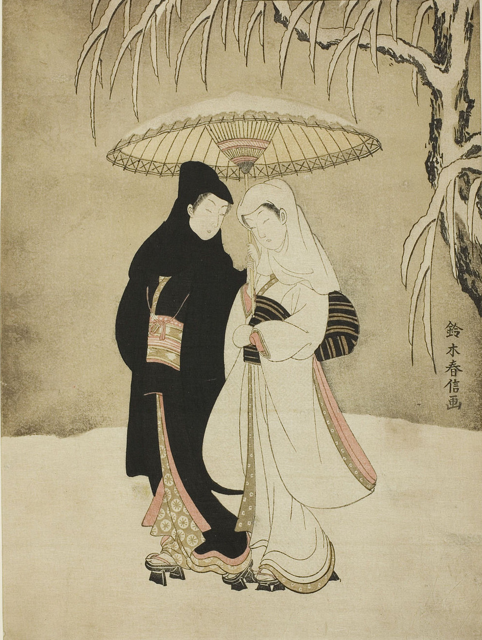 Two Lovers Beneath an Umbrella in the Snow_Harunobu_1767.jpg