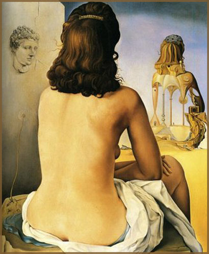Salvador Dali - My Wife, Nude, Contemplating Her Own Flesh Becoming Stairs, Three Vertebrae of a Column, Sky and Architecture.jpg