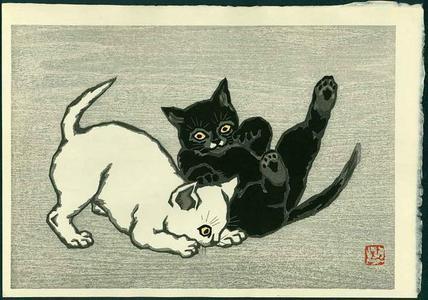 Shunsen Natori_Two Cats Playing.jpg