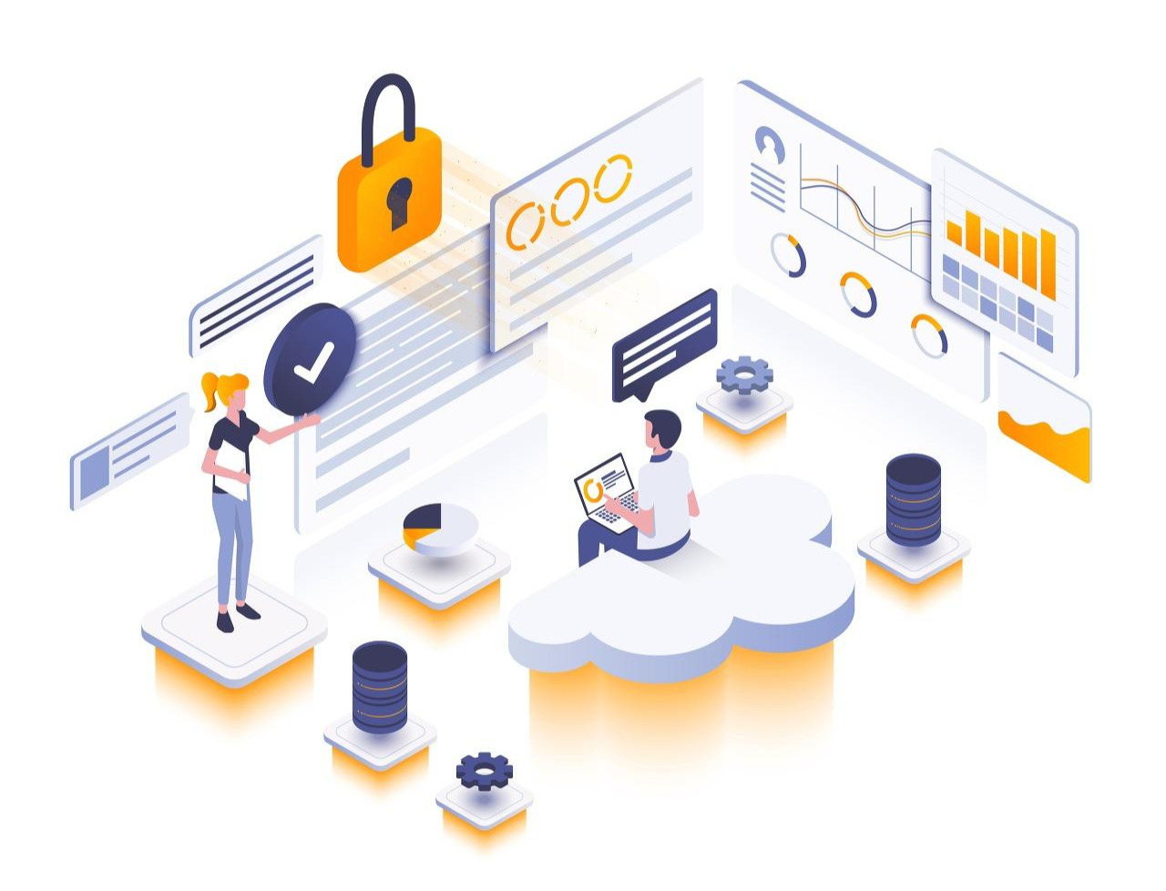 Flat color Modern Isometric Illustration design - Cloud Service.jpg