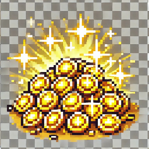 DALL·E 2025-01-22 06.17.55 - An 8-bit pixel art illustration of a pile of gold coins scattered on the ground, shining with a bright golden glow. The design captures the essence of.jpg