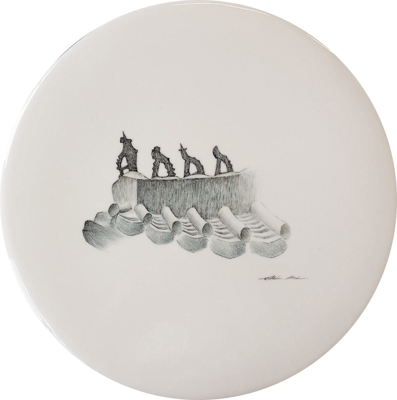 [최원선]_하얀항해(경복궁_잡상_white)_지름31cm_원형백자도판_ 1235℃ 산화소성_2021_500,000원.jpg