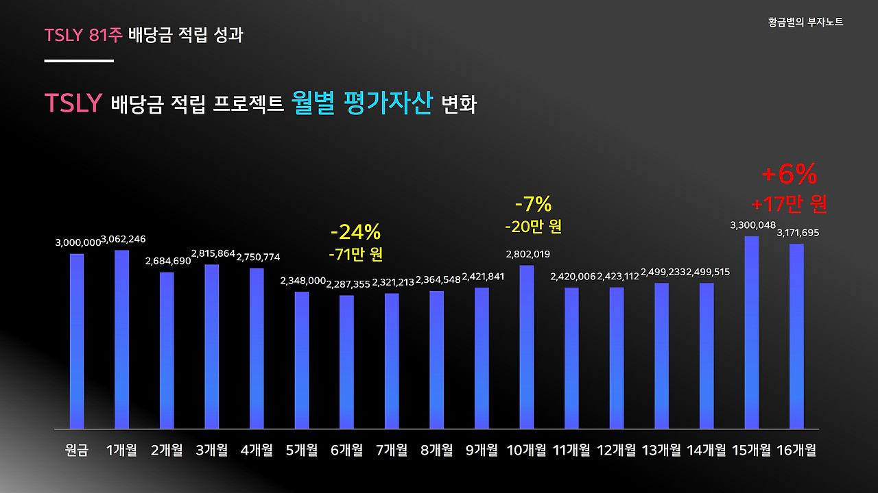 지지부진한 성과를 기록중인 TSLY 배당금으로 투자금