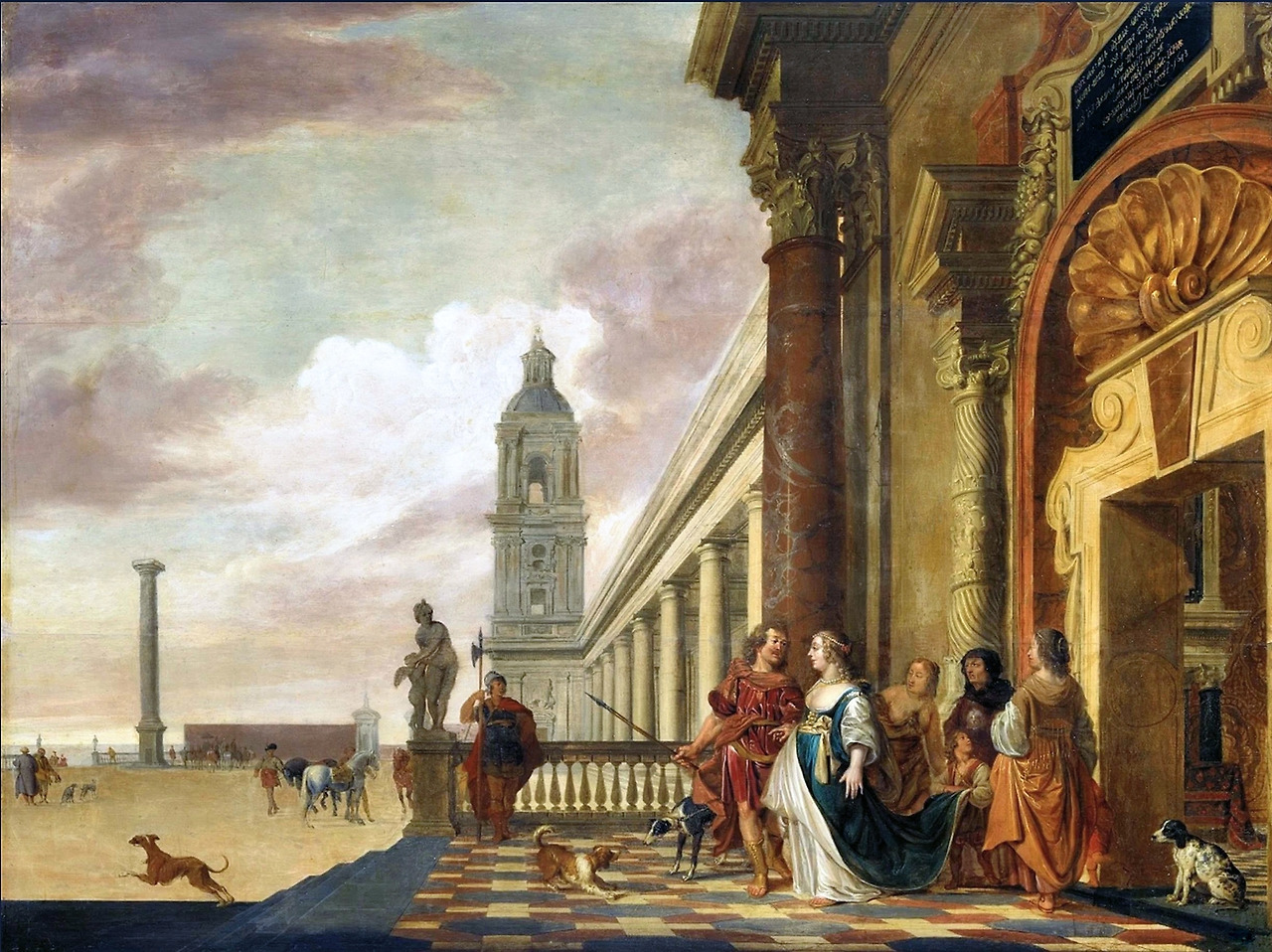 Gerard Houckgest-Courtship Scene before a Palace by the Sea 1643.jpg