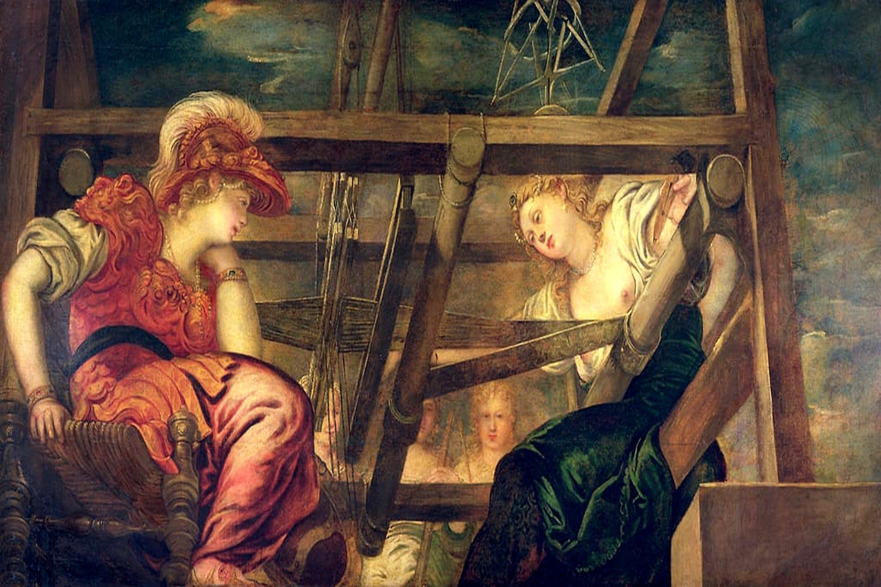 02-Jacopo Robusti Tintoretto - Athene and Arachne c1475-85  - (MeisterDrucke-283057).jpg