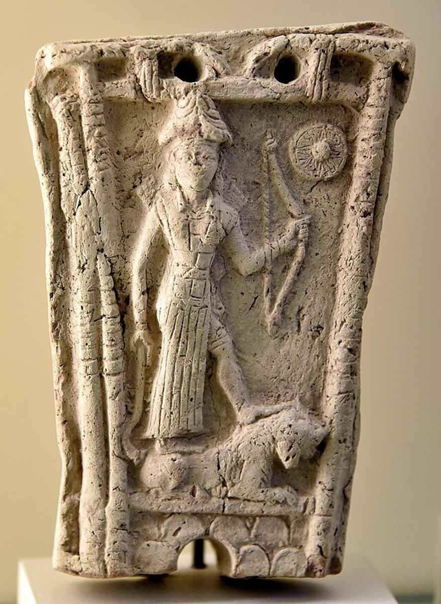 09Terracotta_plaque_showing_the_Goddess_Ishtar_standing_on_a_lion._From_Iraq._18th-17th_century_BCE._Pergamon_Museum.jpg