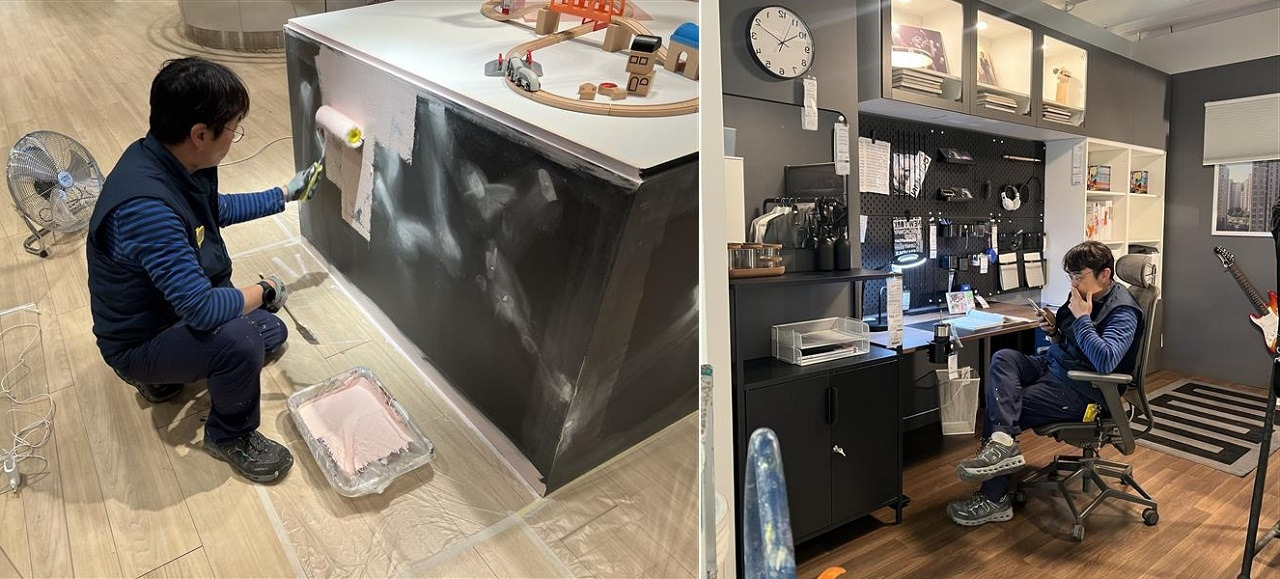 페인트칠 작업하는 모습과 카펜터 사무실.jpg