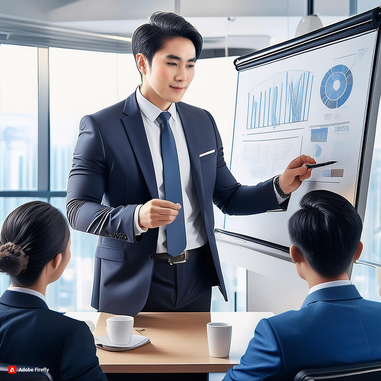 Firefly 팀원 내에서 회의를 이끌고 있는 매니저의 모습을 그려줘 538.jpg