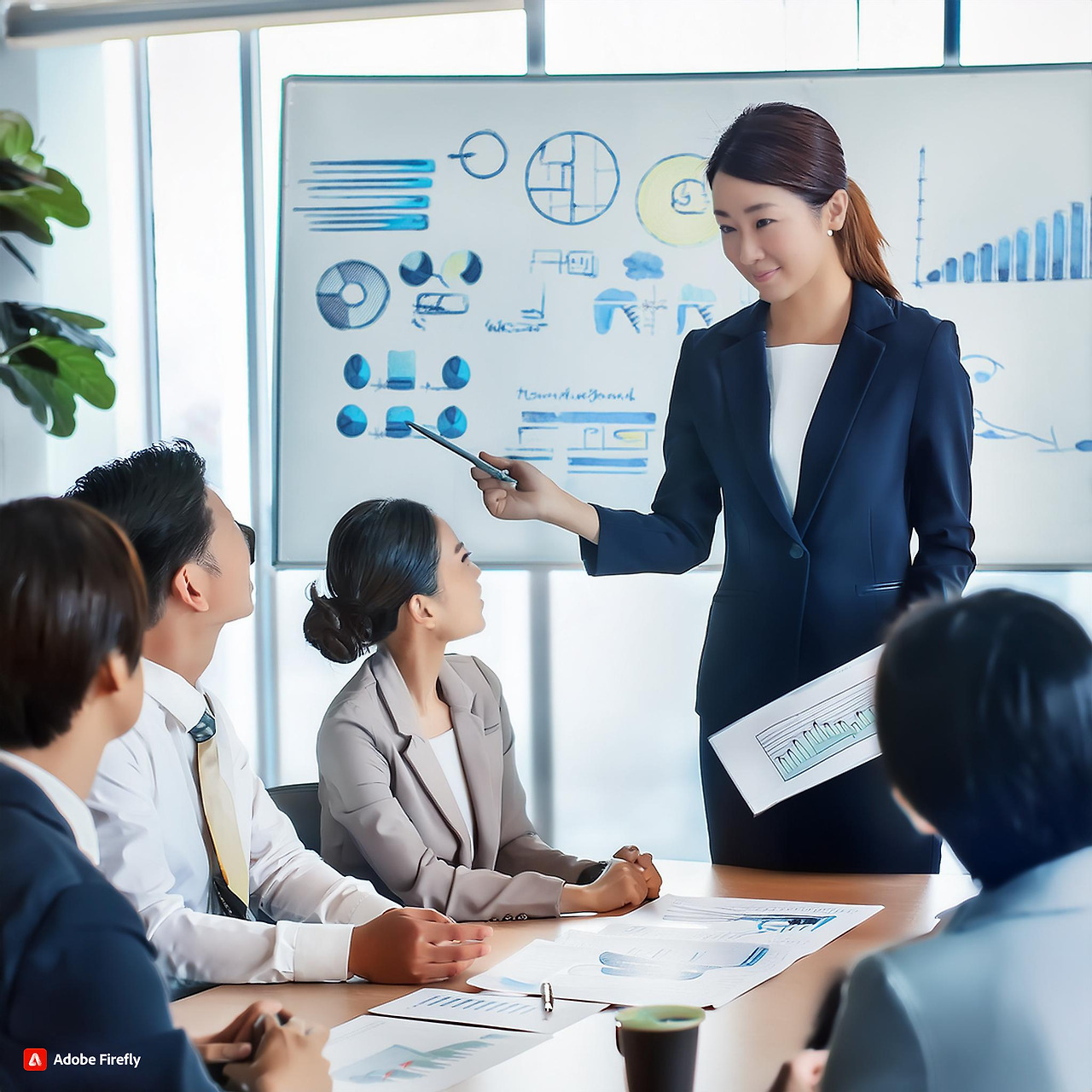 Firefly 팀원 내에서 회의를 이끌고 있는 매니저의 모습을 그려줘 44322.jpg