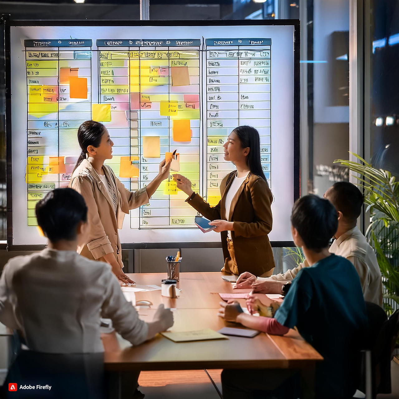 Firefly 칸반 보드를 이용하여 4인 이상의 팀원이 회의하는 모습 59409.jpg