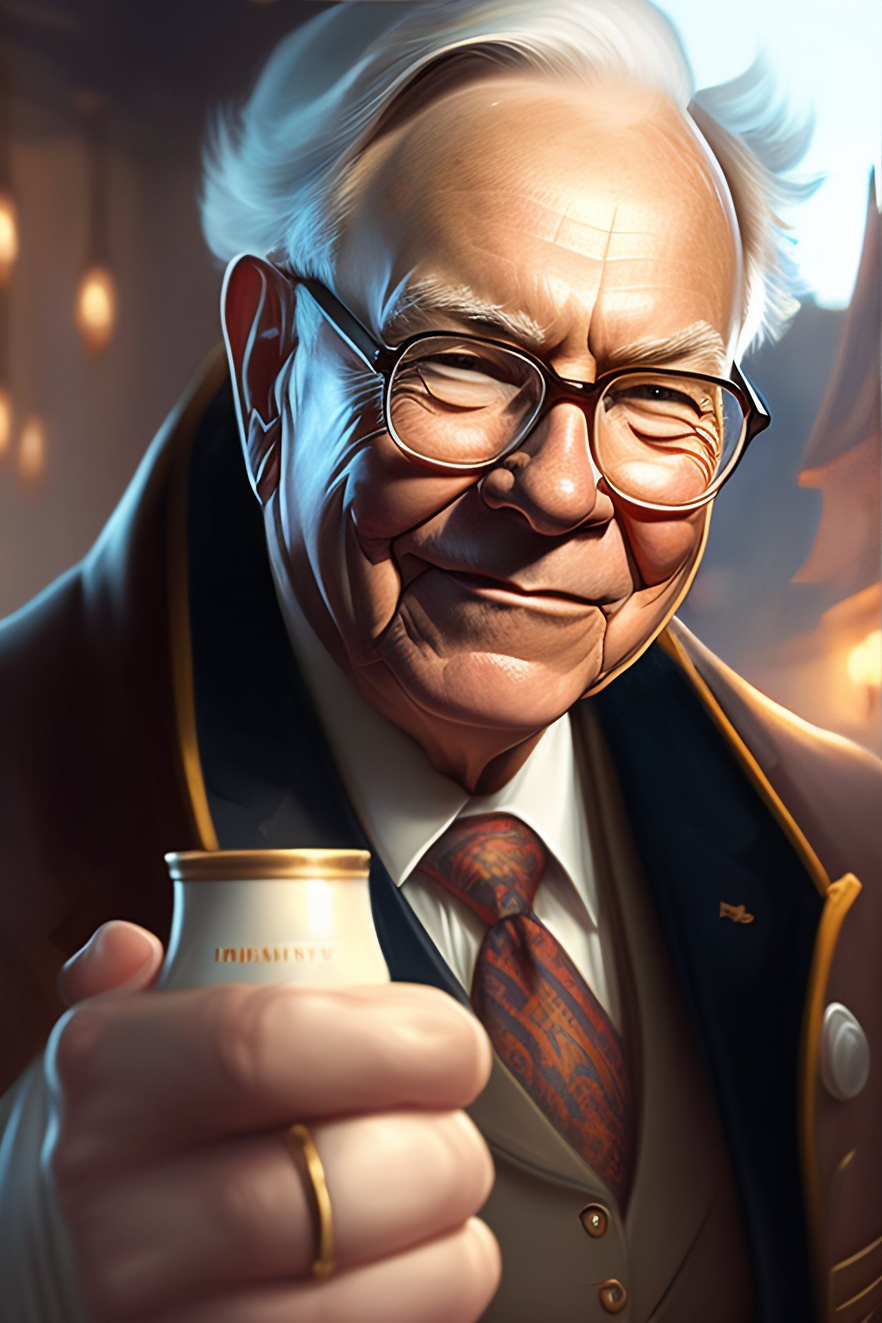 a detailed portrait of warren buffett giving thumb.jpg