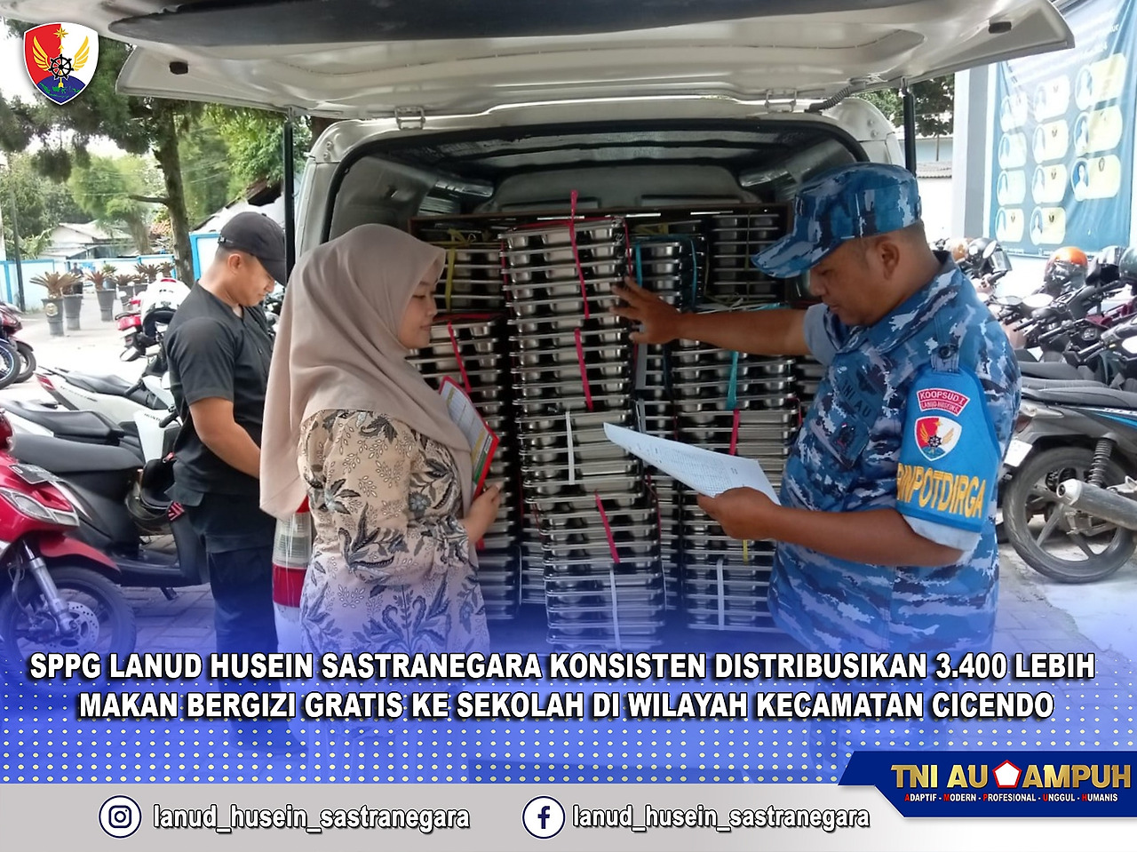 인도네시아 반둥 지역 무료급식을 지원하는 반둥. 후세인 사스트라네가라 공군 기지의 영양 충족 서비스 부서(SPPG).jpg