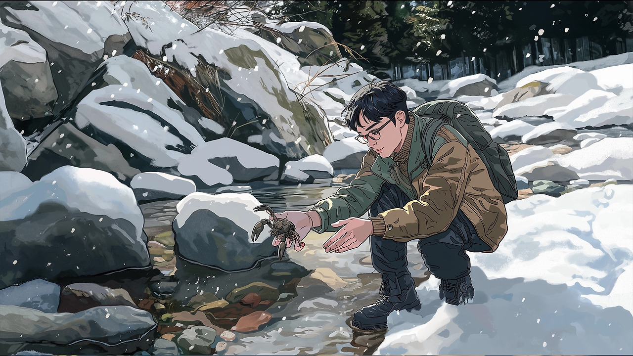 가재를 놓아주다.jpg