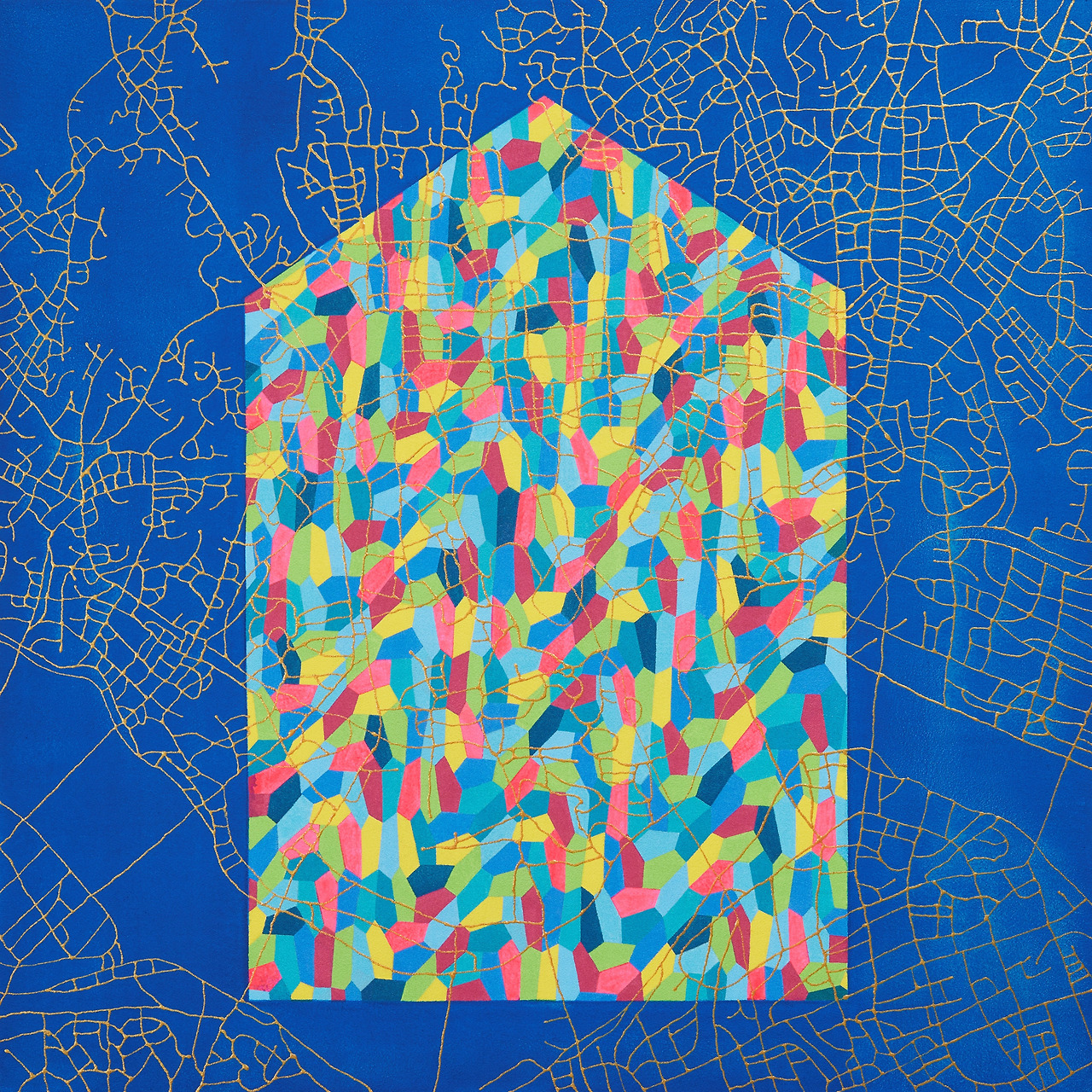 이정연, Emotion code #0_Squid Seoul, 2025, Acrylic_gel stone_binder_acrylic supplements on canvas, 80x80cm, .jpg