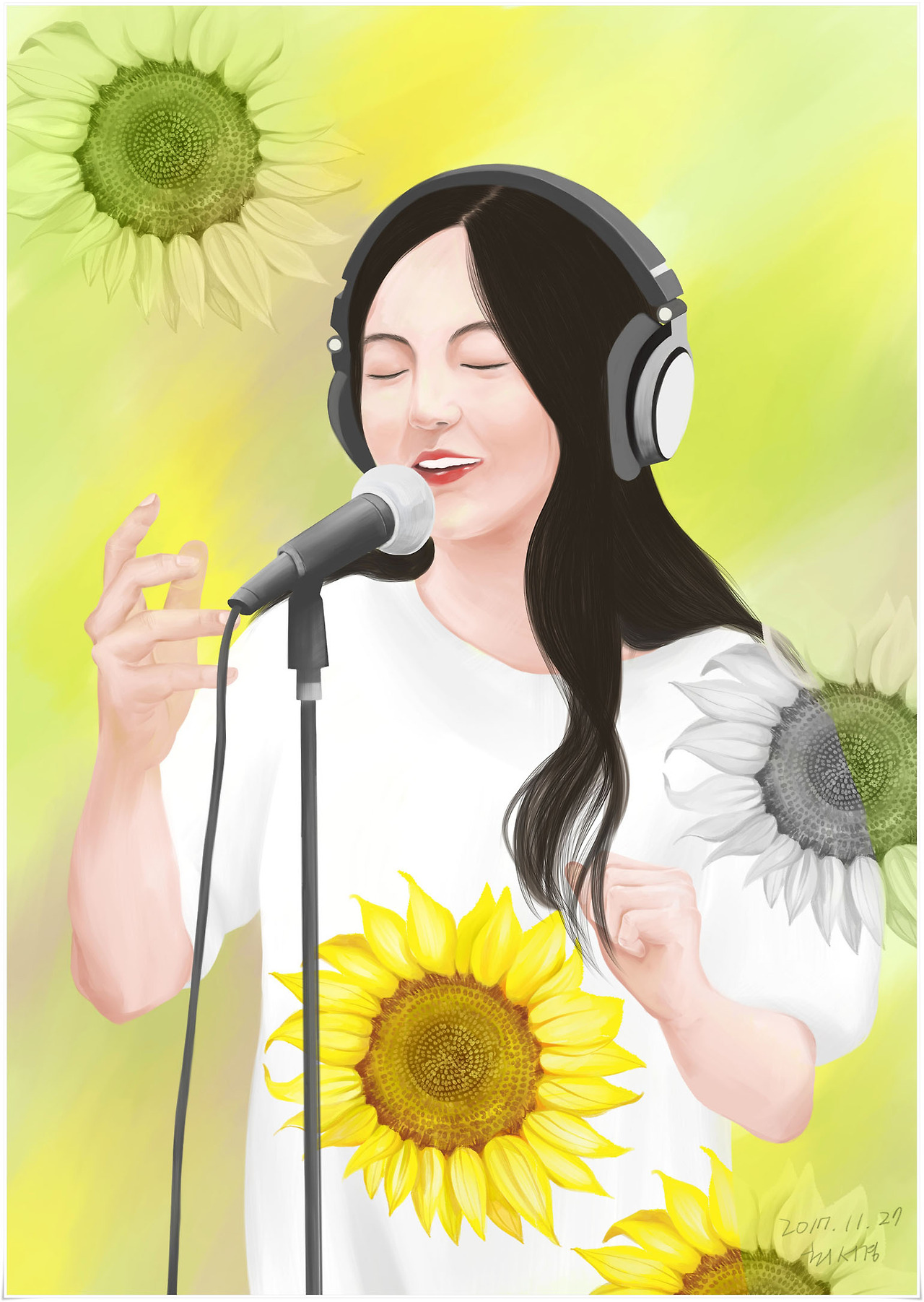 살다보면 노래 해바라기 소녀 일러스트.jpg