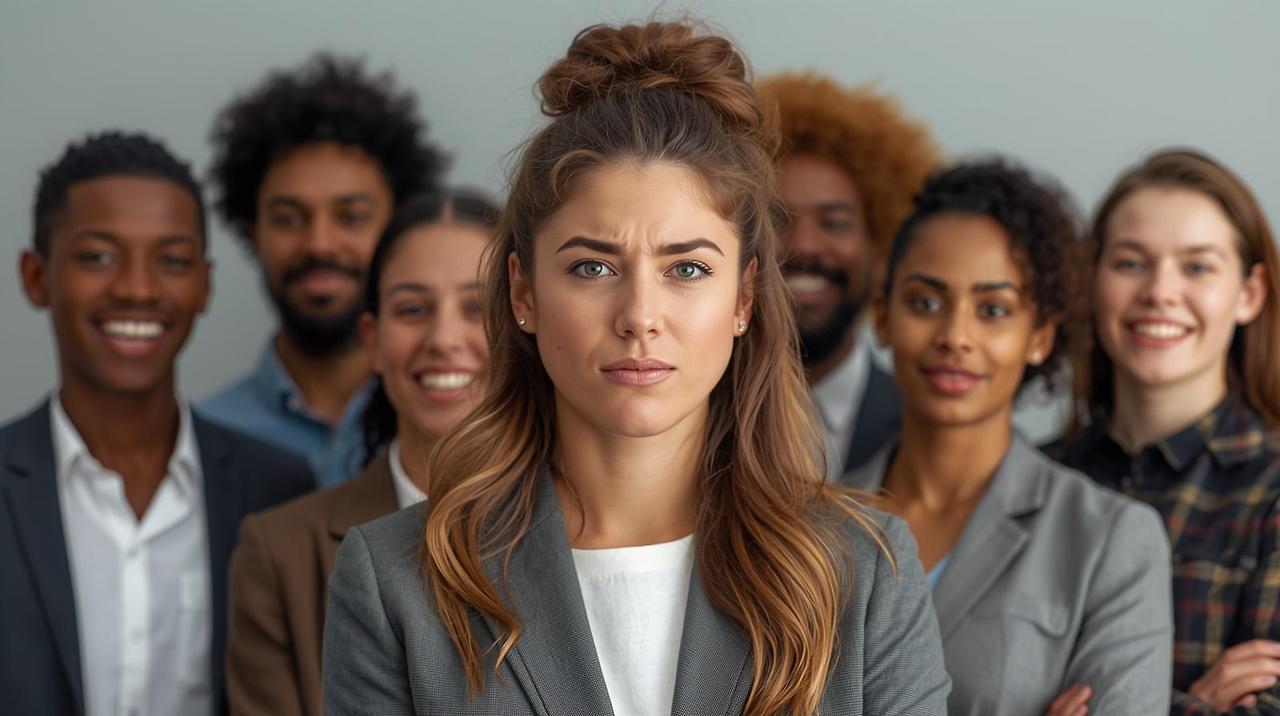 팀원은 당당하고 팀장은 당황스러운 모습을 그려줘.jpg