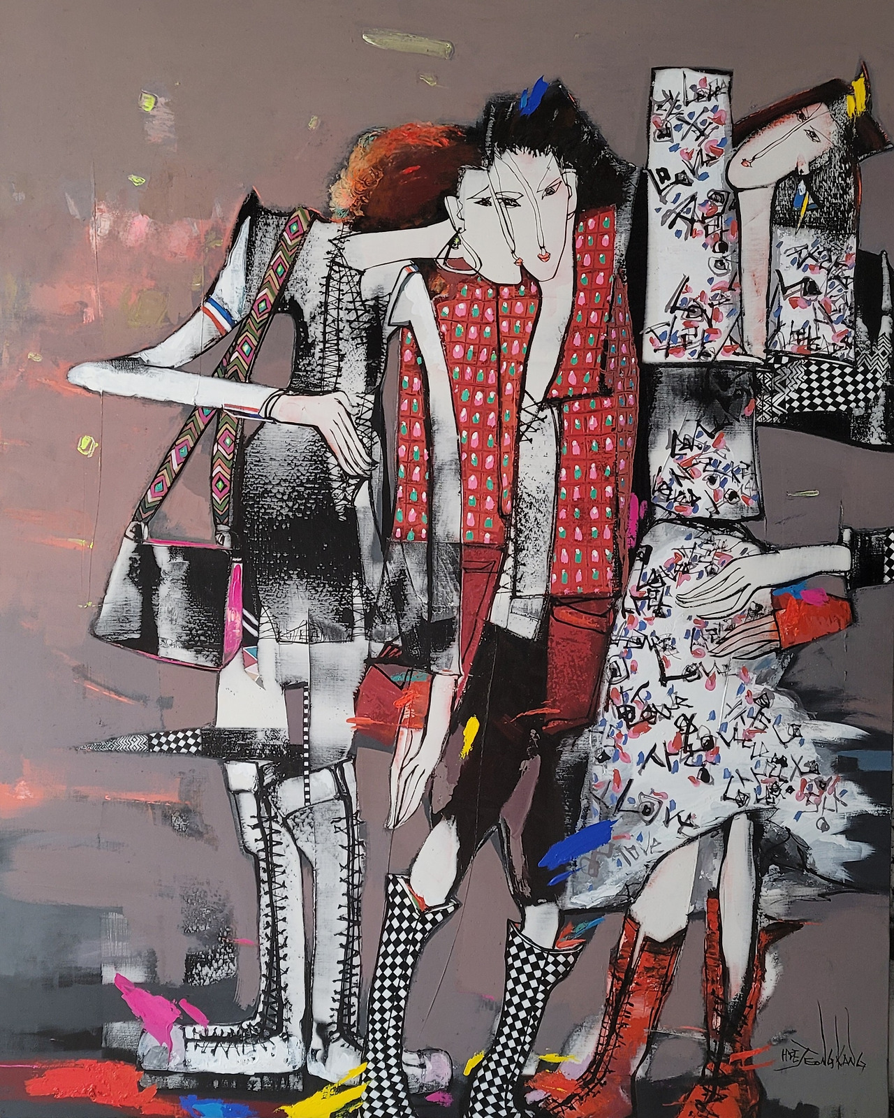 세자매(Three Sisters)2, 100F(162.2x130.3),Mixed media on canvas,2023.jpg