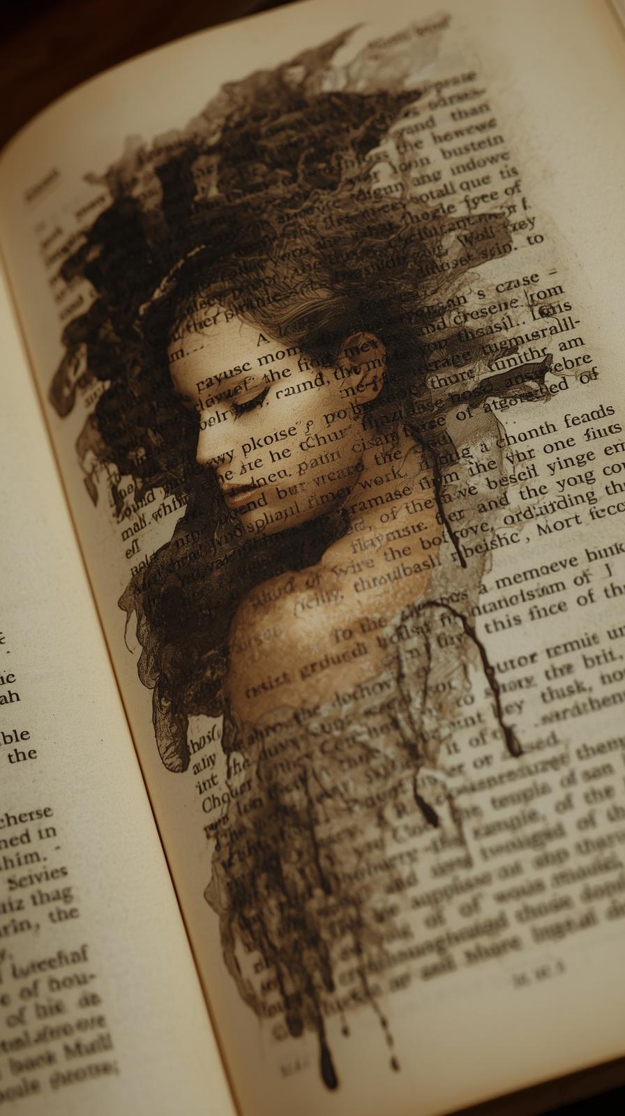 소설 텍스트 페이지에서 점차 사라져 가는 여자.jpg