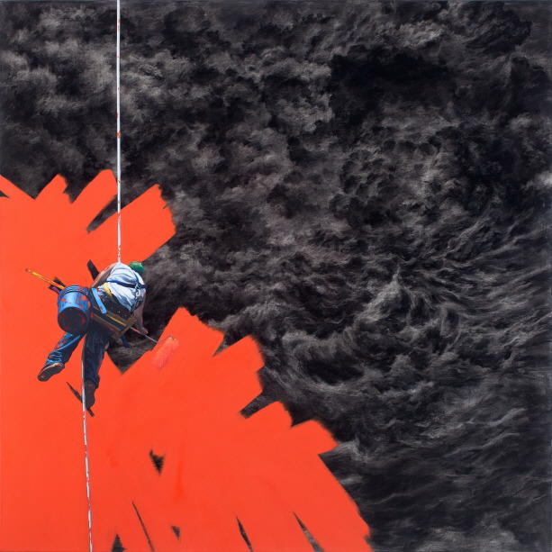 크기변환_painting worker 97x97cm.charcoal and oil on canvas. 2011.jpg